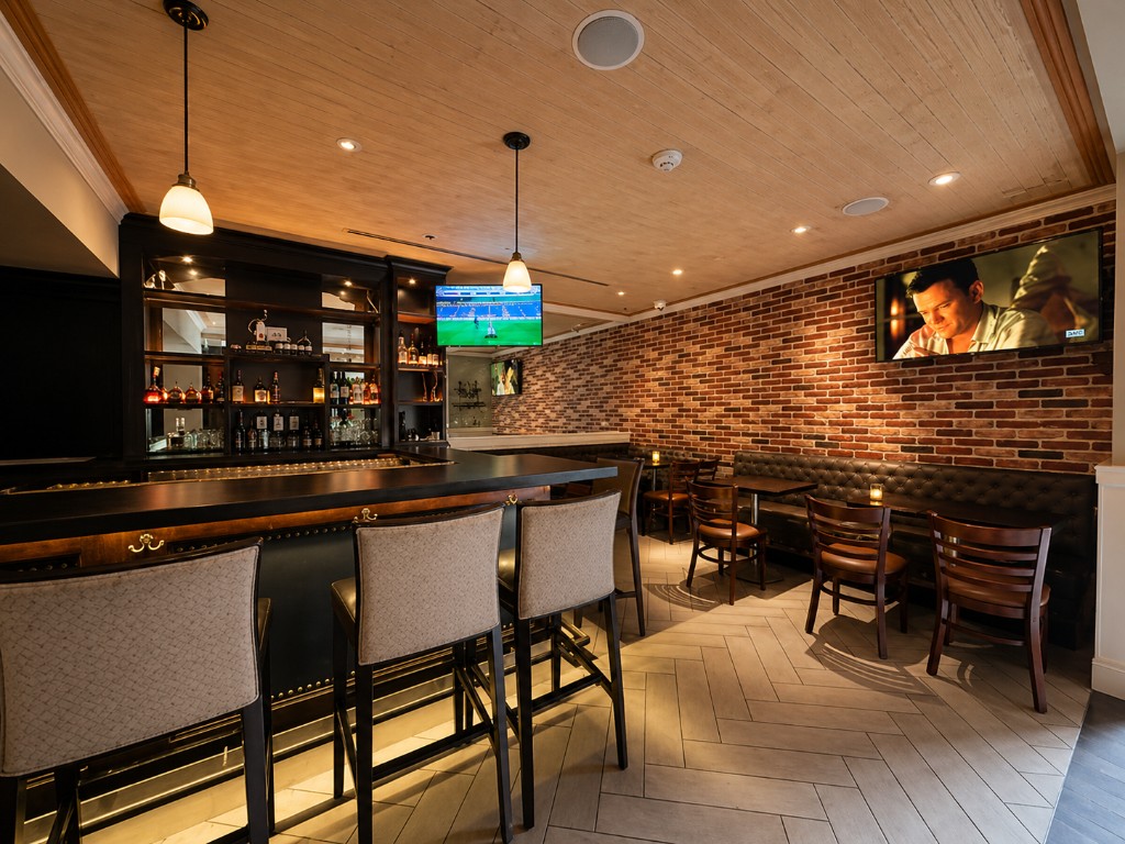 Bar area with brick wall